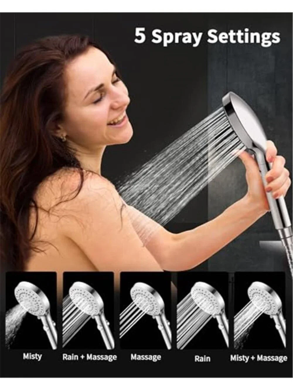 Shower Head with Handheld, High Pressure Showerhead with Long Hose